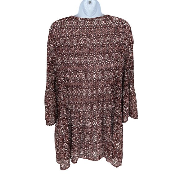 Catherines Geometric Print Embellished V-Neckline Flared Sleeves Women's Size 1X - Picture 4 of 7